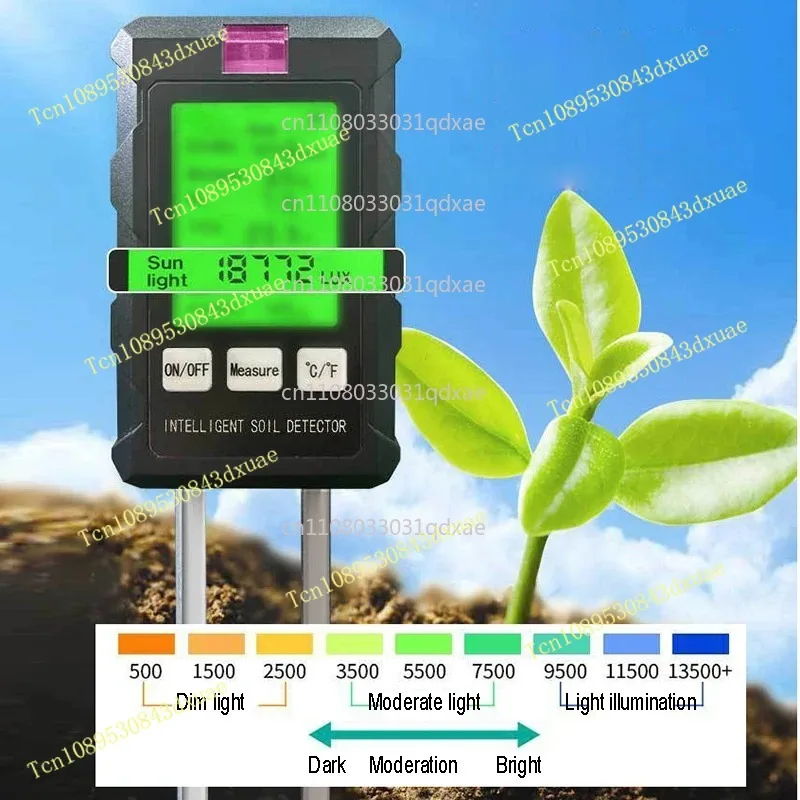 6-in-1 Soil Detector, Soil PH Moisture Temperature Fertility Illumination Tester for Garden Planting