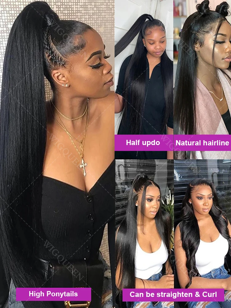 حزام غير مرئي 360 الدانتيل الجبهة طويل حريري شعر طبيعي مفرود الباروكات 13x4 5X5 غلويليس الباروكات شعر الإنسان الرباط قبل كل شيء