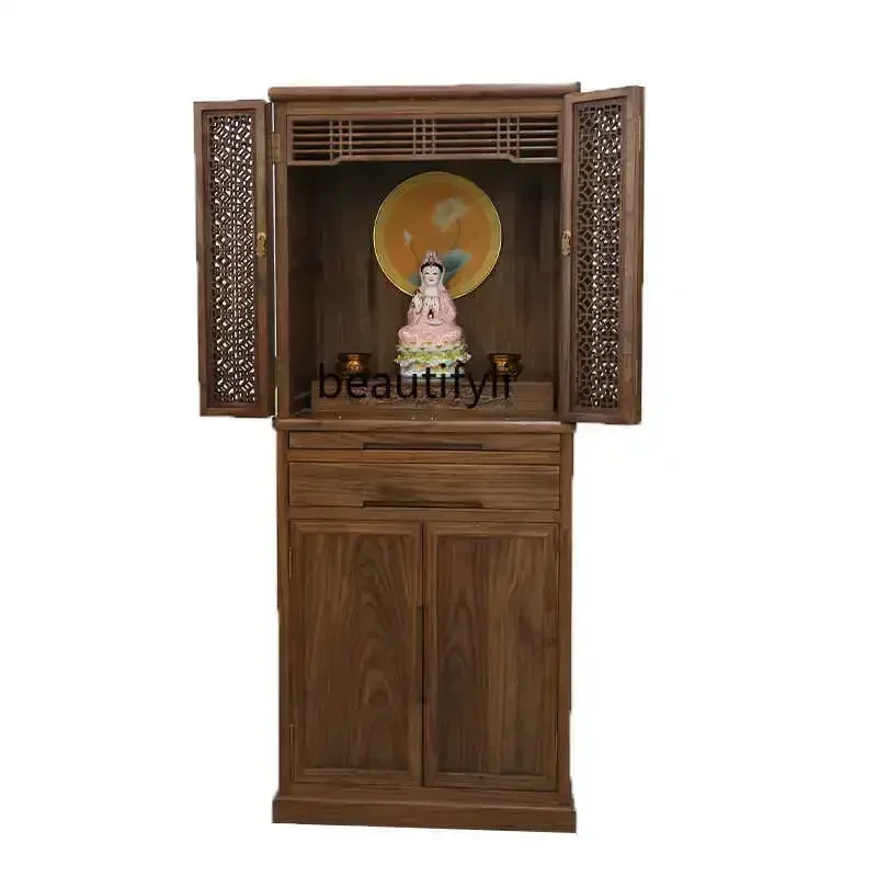 

35Black walnut god of fortune buddha bodhisattva cabinet household table new Chinese vertical cabinet