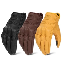 Gants de Moto en Cuir pour Homme, Accessoire Respirant, pour l'Été, pour Écran Tactile, pour Motocross, Course, Motard, 2024