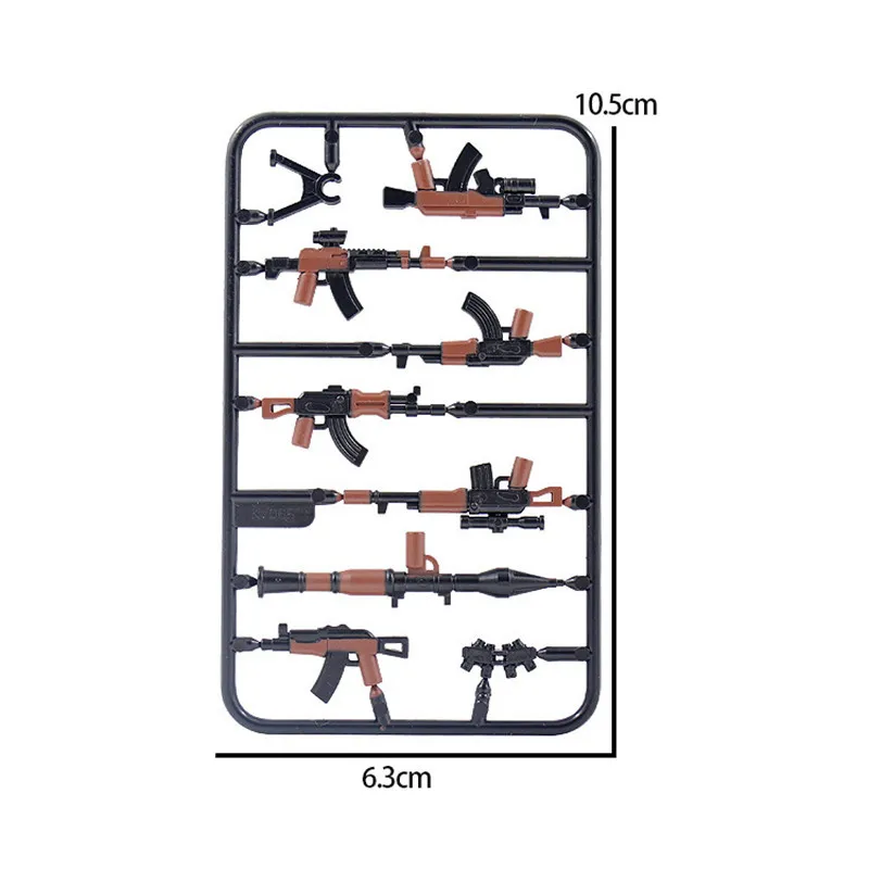 MOC armas militares de dos colores negro marrón Rifle pistola AK-74 RPG bazooka modelo kit de bloques de construcción compatible con todas las marcas de ladrillos