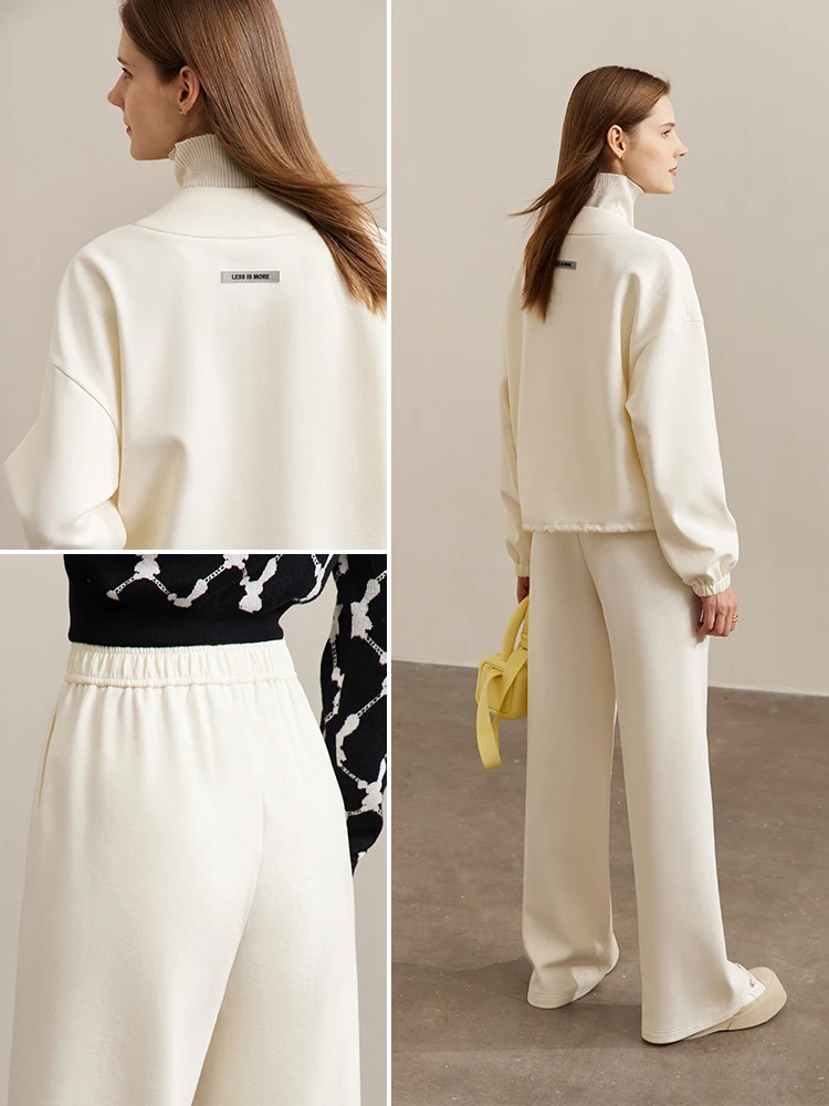 Amii Felpe con cappuccio Donna 2025 Inverno Nuovo maglione Pantaloni donna casual Pantaloni versatili da donna lavorati a maglia separati 12544213