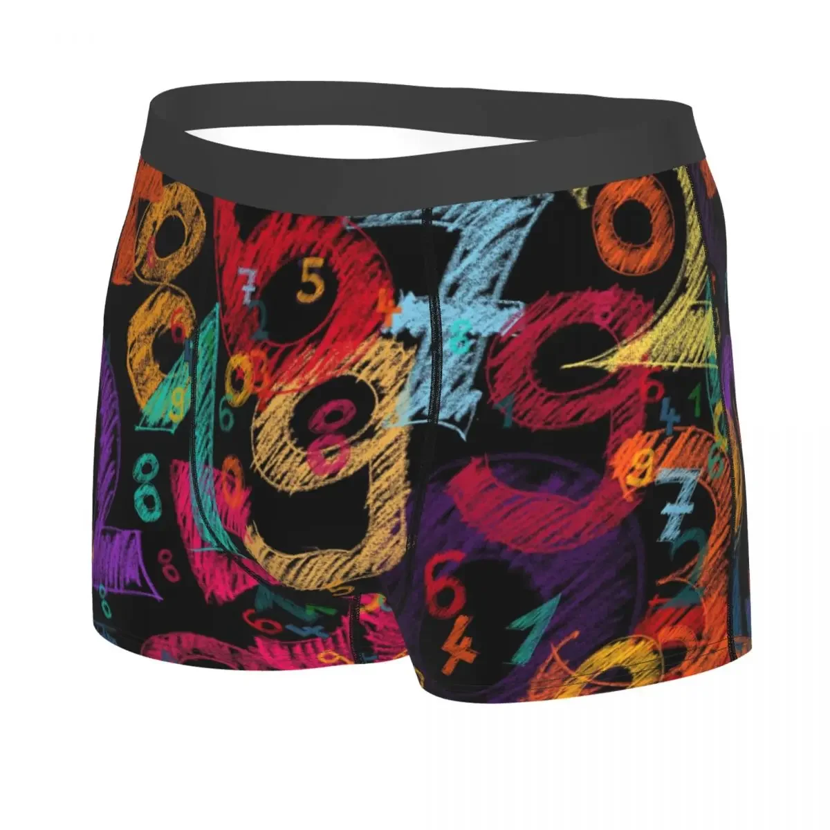 Doodle Colorful Numbers Men Boxer Briefs Underwear Pattern Texture Painting Highly Breathable Top Quality Sexy Shorts Gift Idea