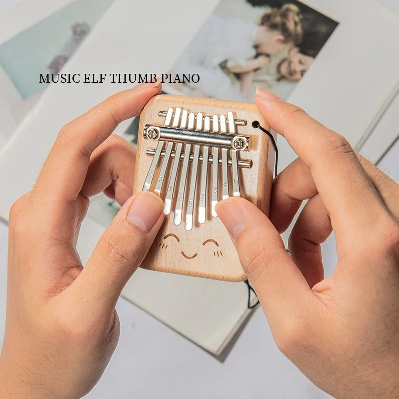 Solid Wood 9-tone Mini Thumb Piano Musical Instrument, Wooden 9-tone Finger Piano, Portable Kalimba, Beginner Instrument - view 3