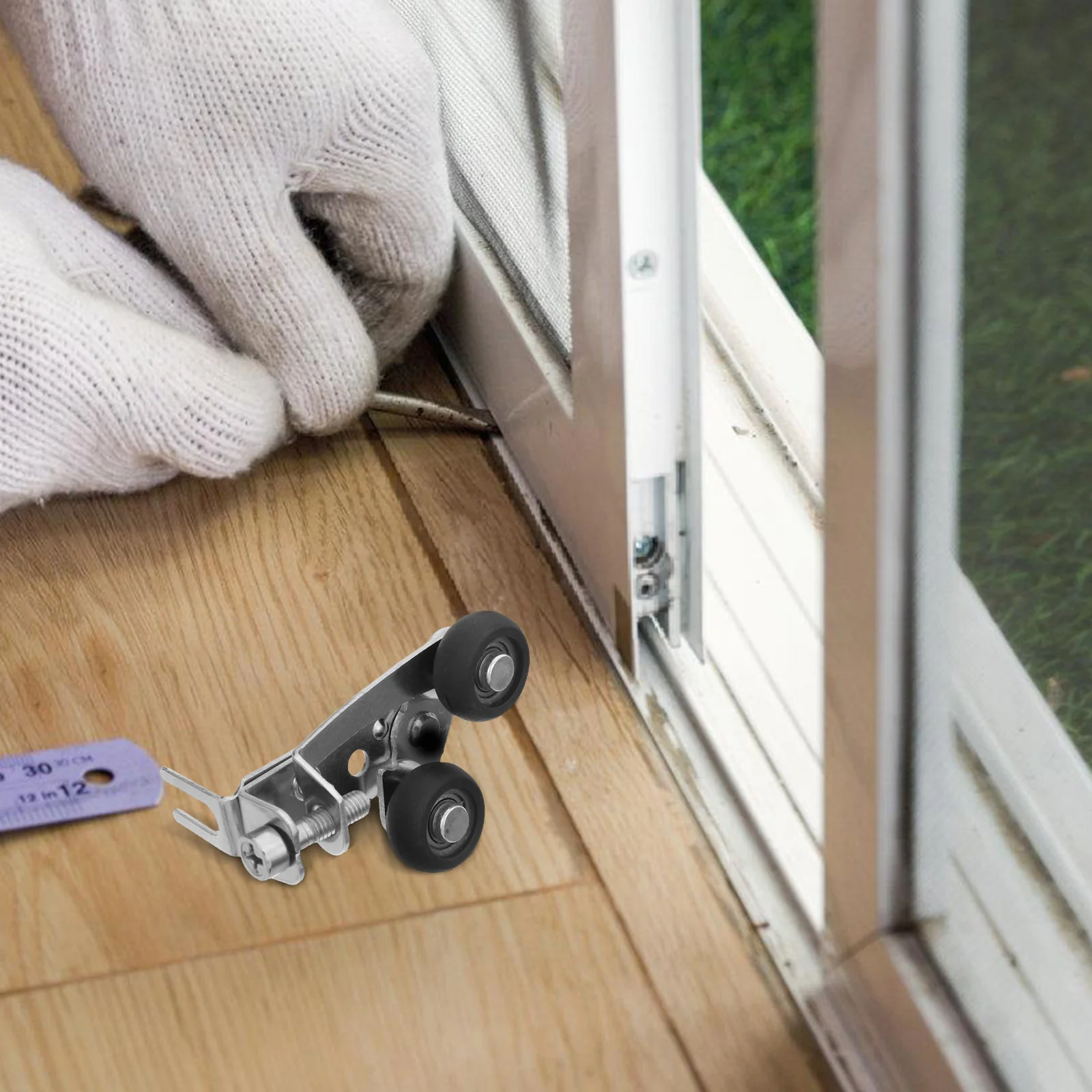 

1 set Roller Wheels Wardrobe Closet Cabinet Silent Precision Bearings Anti-Roll Smooth Adjustable Fork Design Easy