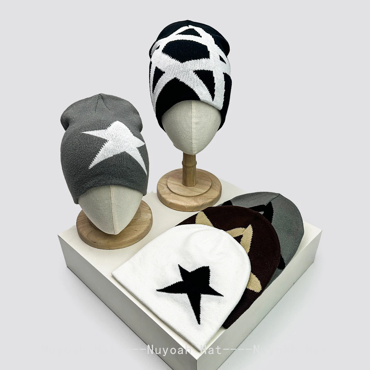 

New Simple Star Hip Hop Personal Knitted Hats Man and Woman Color Block Warm Versatile Streetwear Fashion Niche Skate Beanies