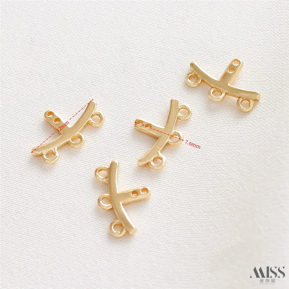 14K Gold-plated Double Hole Multi Hanging Three Hanging Tassel Boat Anchor Multi Hanging DIY Bead Bracelet Necklace Accessories