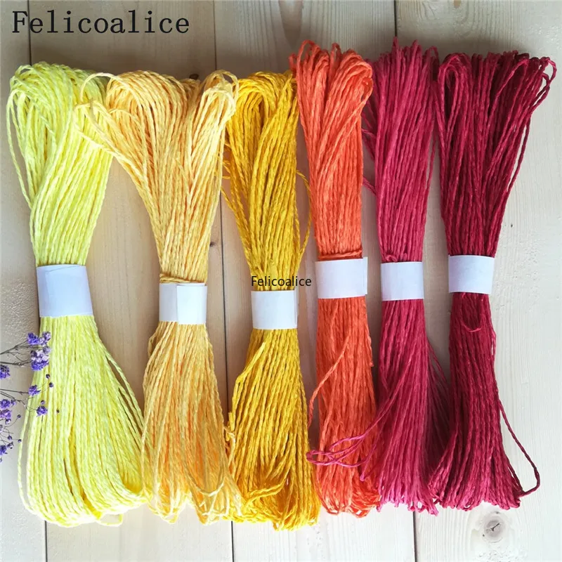 1pcs/lot 30M Rafi Grass Rope Double Piece Color Paper Rope Stickers Children DIY Hand-woven Kindergarten Art Materials