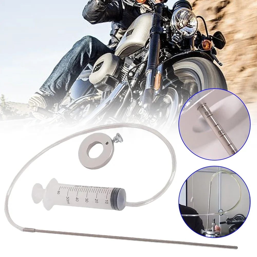 60ML Motorcycle Fork Oil Level Tool Fork Oil Tool Gauge Suspension Level Tuning Syringe Shock Adjuster With Adjustable Ring