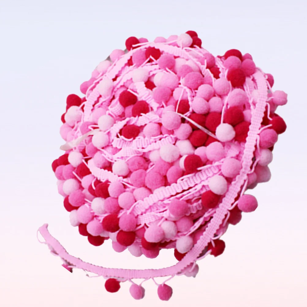 

4 .5m Fringes Material Balls Pink Decorations Edging Trim for Crafts Diy Sewing Accessory