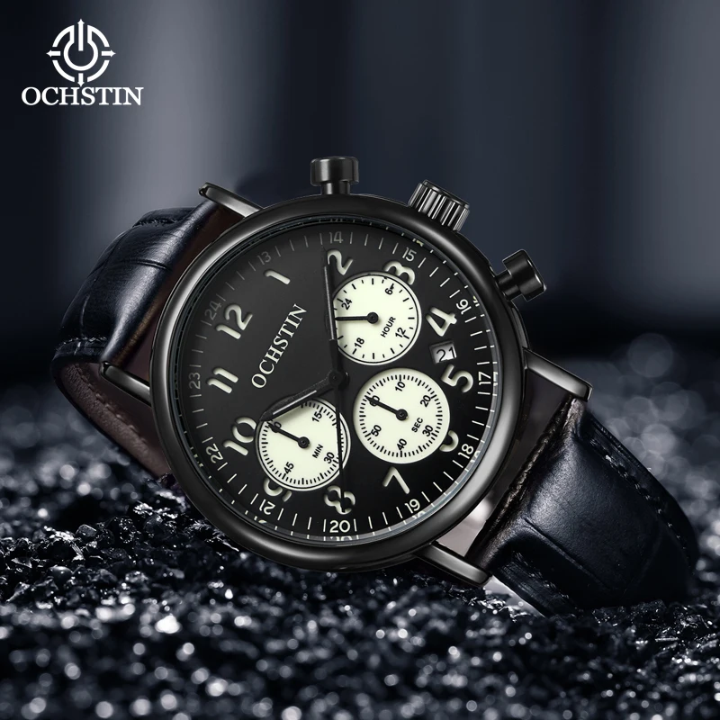 

OCHSTIN Luxury Military Sports Watch for Man Waterproof Luminous Chronograph Date Men's Watches Quartz Nylon Leather Men Clock