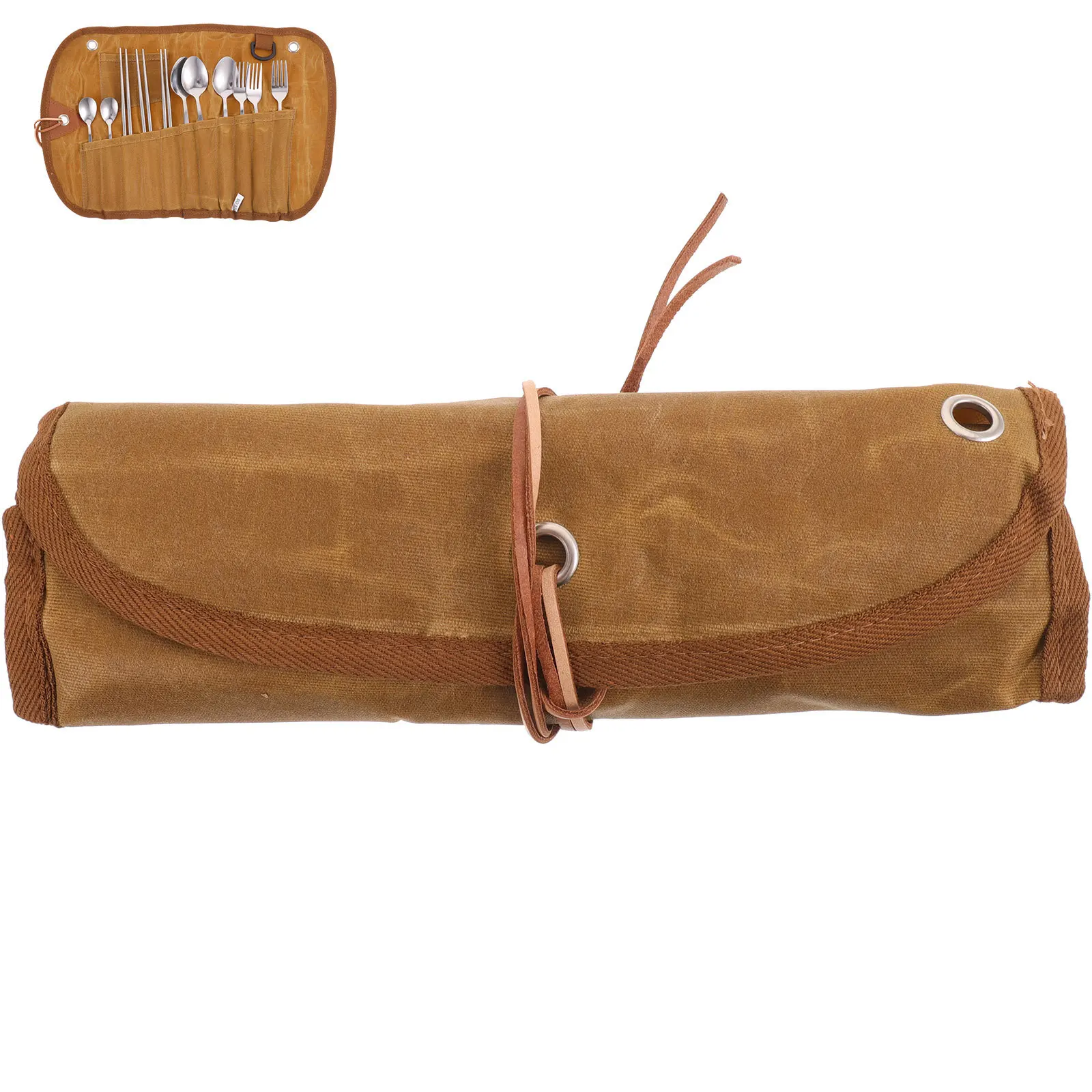 مجموعة واحدة من أدوات المائدة للتخييم، حقيبة أواني طعام مدمجة، مقصورات مدمجة لسهولة التخزين والأنشطة الخارجية والسفر والمطبخ