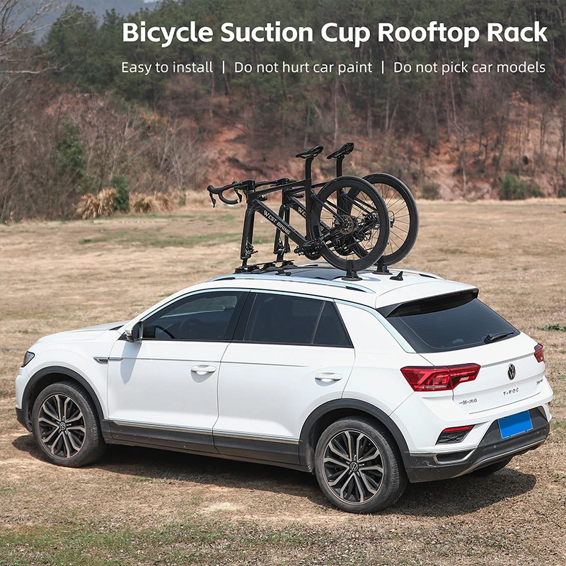 WEST BIKING Bicycle Rack Vacuum Suction Roof-Top Bike Carrier Rack for Car Sucker Car Roof MTB Road Bike Universal Holder