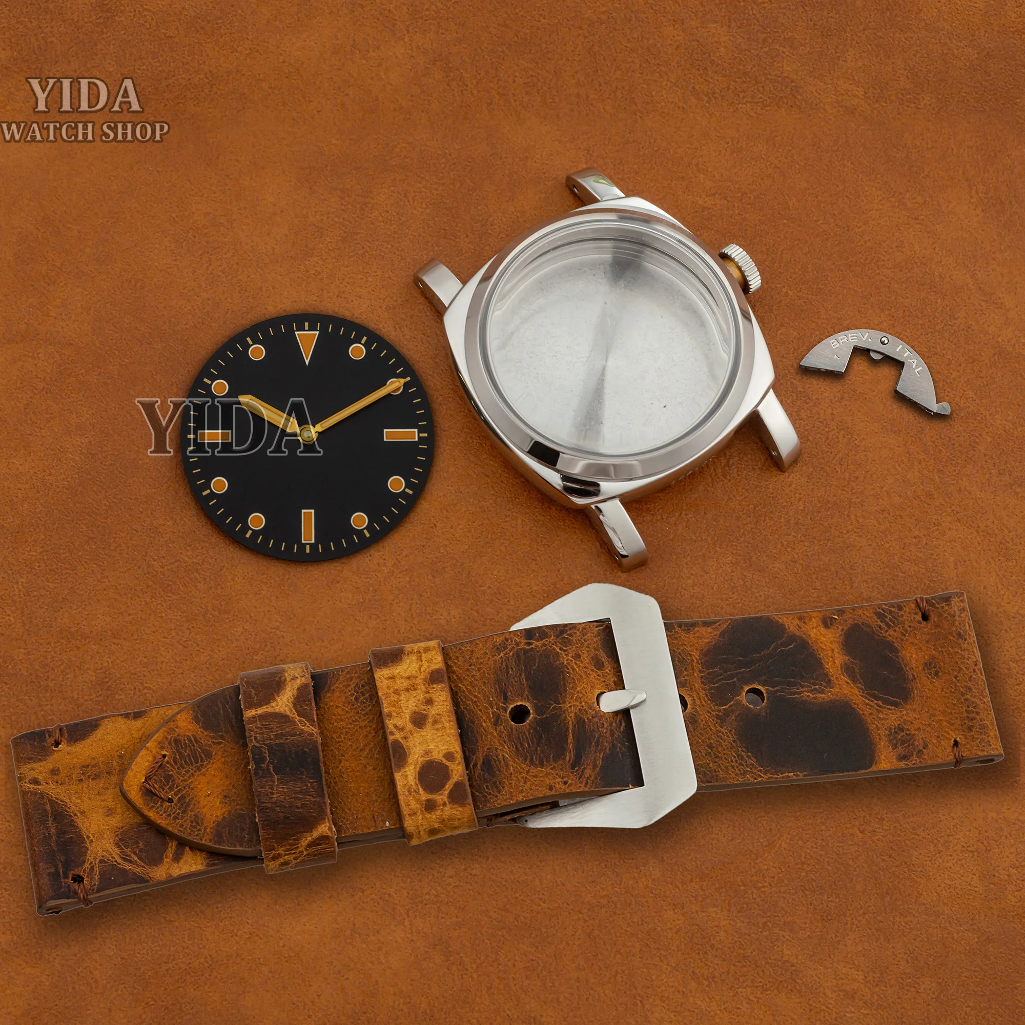 High Quality Men's 47MM Watch Case Genuine Leather Strap Luminous Dial Hands For PAM Vintage 6152 ETA 6497/6498 ST3600 Movement