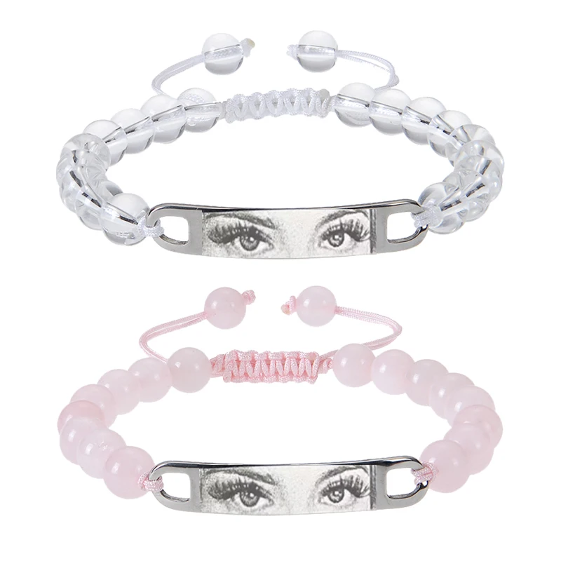 Personalized Eyes Photo Bracelet  Natural Stone Bracelet Custom Eyes Laser Engrave Picture Bracelet For Women Men Jewelry Gifts