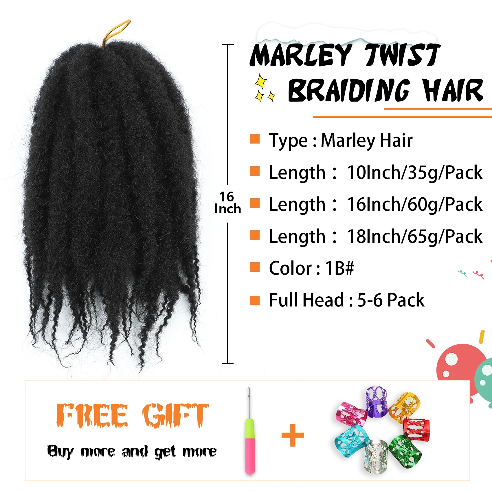 Marley Twist Trenzado de cabello Crochet 10-18 pulgadas Afro Kinky Trenzado de cabello Marley Twist Trenzas Extensión de cabello sintético para mujeres