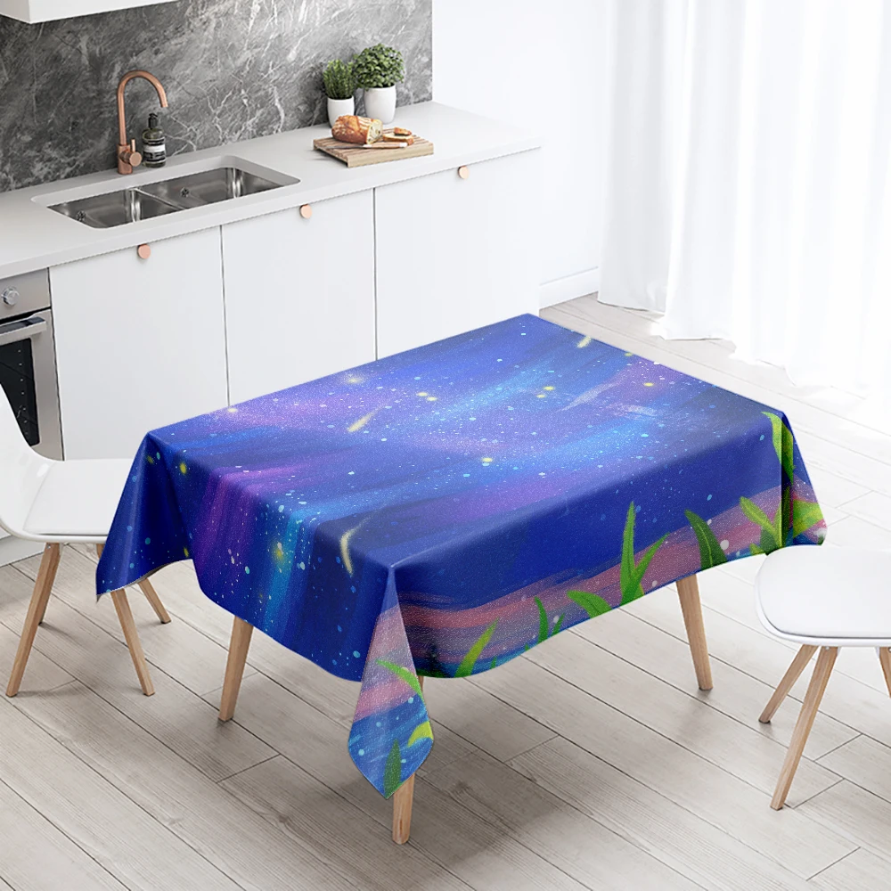 Star Blank Cloud Tablecloth Camping Party  Anti-Stain Waterproof Rectangular Kitchen Table Home Decor