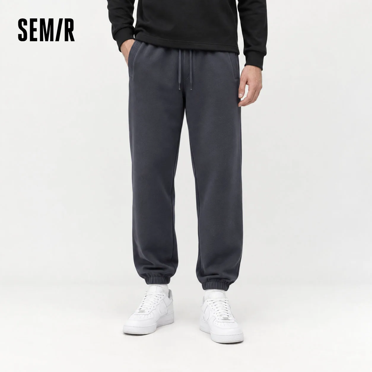 Semir Men Casual Pants Fleece Lined Loose Fit Tapered Leg Commuter Style Versatile 2026 New Winter Daily Wear Everyday Wardrobe