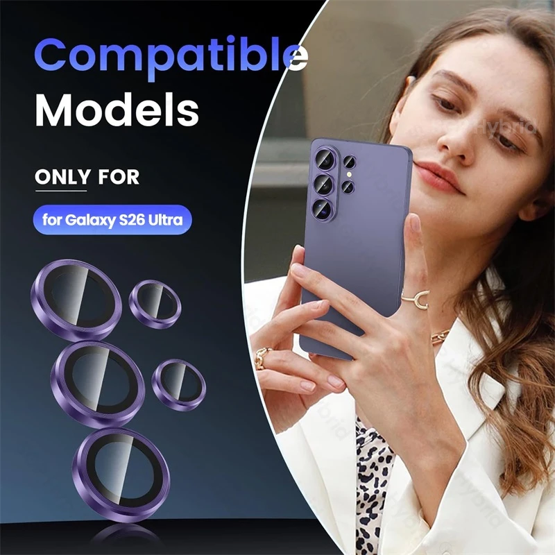 Metal Ring+Tempered Glass Individual Camera Protective Film for Samsung Galaxy S26 Ultra S26Ultra S 26Ultra 5G HD Rear Lens Cap