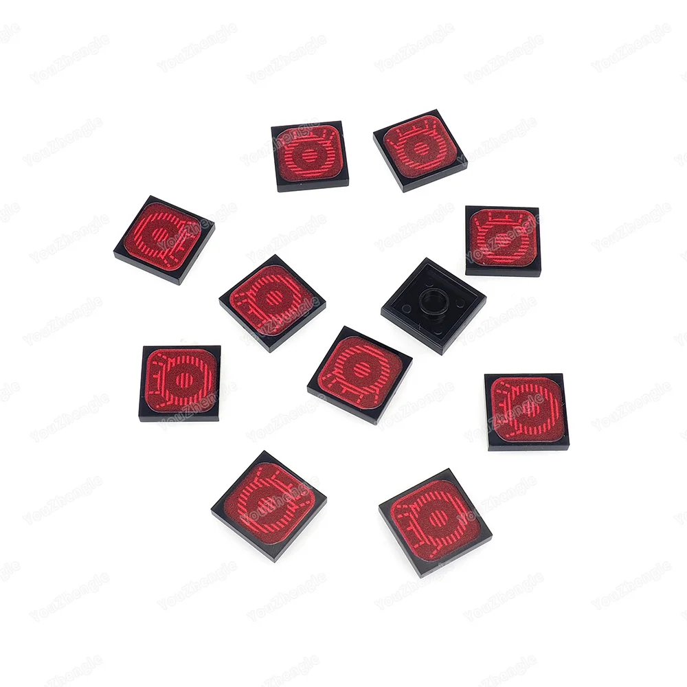 赤い円電子スクリーンパターン 3068 ビルディングブロック 2 × 2 タイルプリント MOC フィギュアシーンマッチングモデルパーツギフト DIY おもちゃ