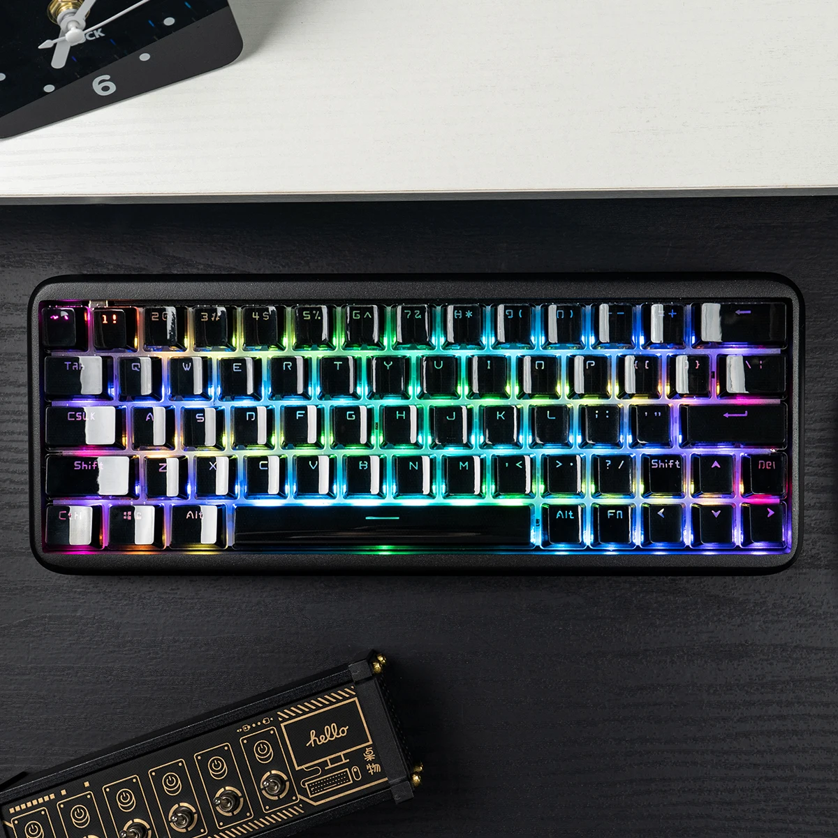 134 Tombol Profil OEM Jello Round Crystal PC Keycap Hitam Transparan Jernih Menyala dari Belakang untuk Switch MX Keyboard Gaming