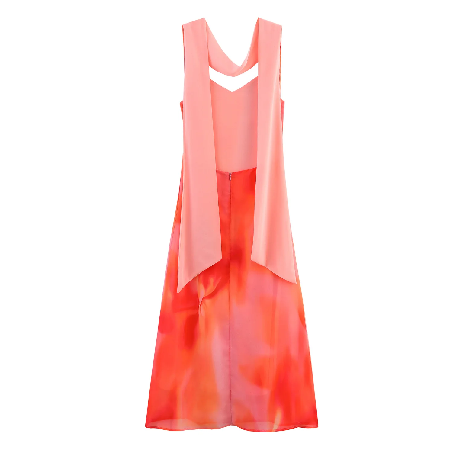 レディース新作花柄プリントロングスカーフノースリーブドレス