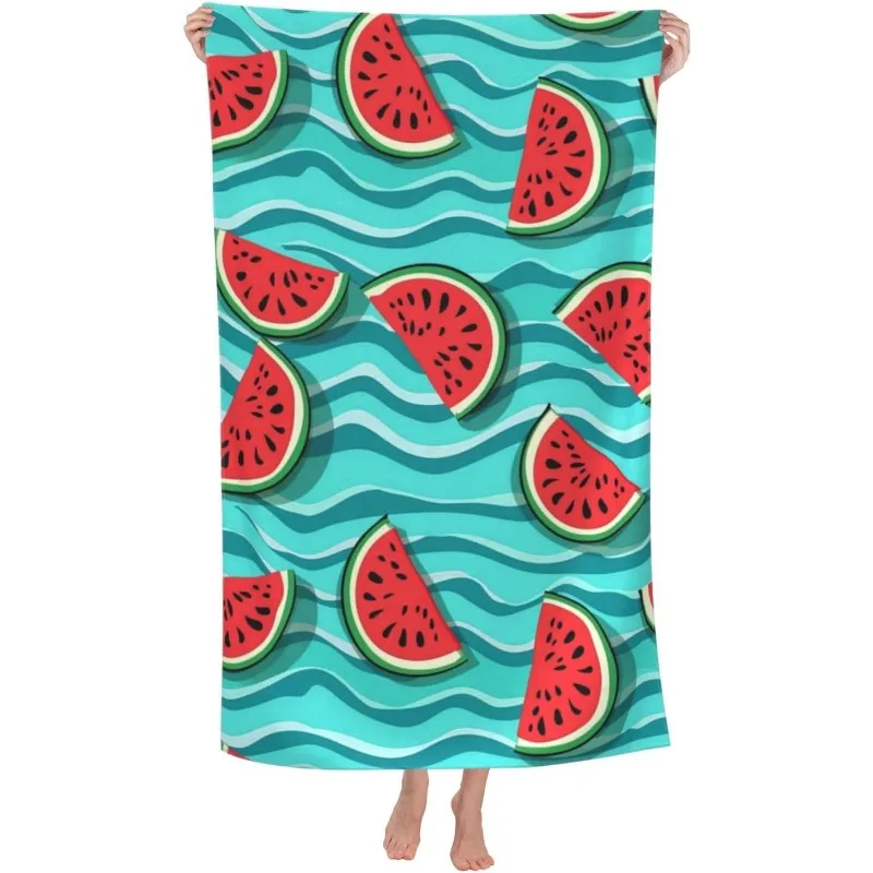 Watermelon Slice Wave Pattern Beach Towel Soft Summer Fruit Design Pool Towel For Vacation Seaside Outdoor Travel Essential