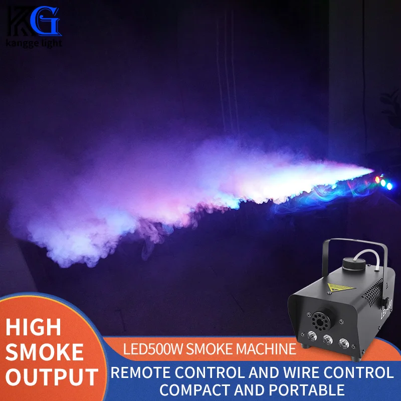 Mini Led Smoke Machine RGB DJ Disco Bar Stage Home Floor Smoke Machine 500W Remote Control Fog Machine for Party Club Show