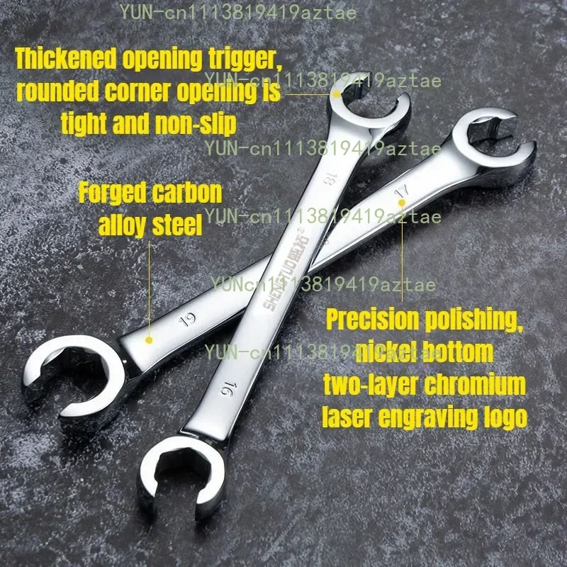 6-27mm Oil Pipe Flare Nut Wrench Set Full Polish High Torque Hand Tool Open-end Brake Spanner for Car Repair Disassembly Tool