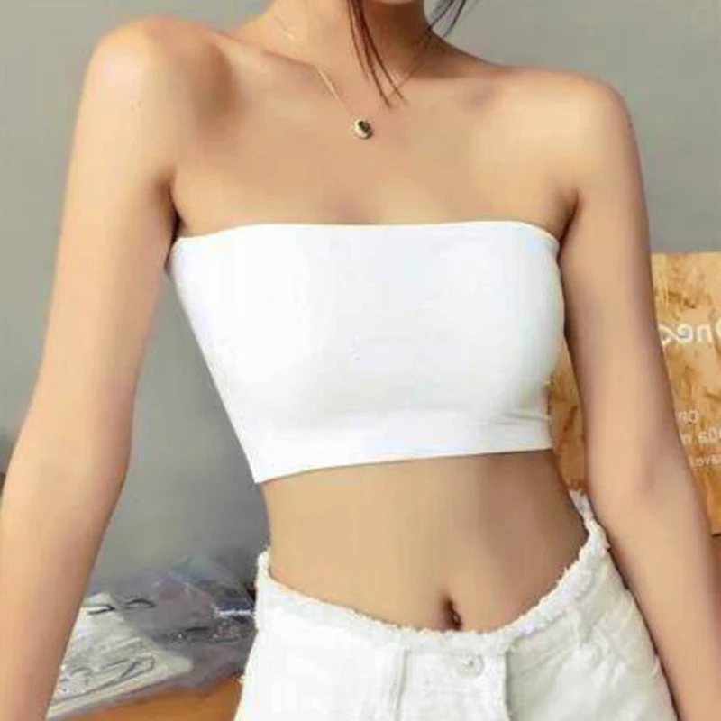 女性用の伸縮性のあるストラップレスブラ,スチールリングなし,パッド入り下着,小さなベスト