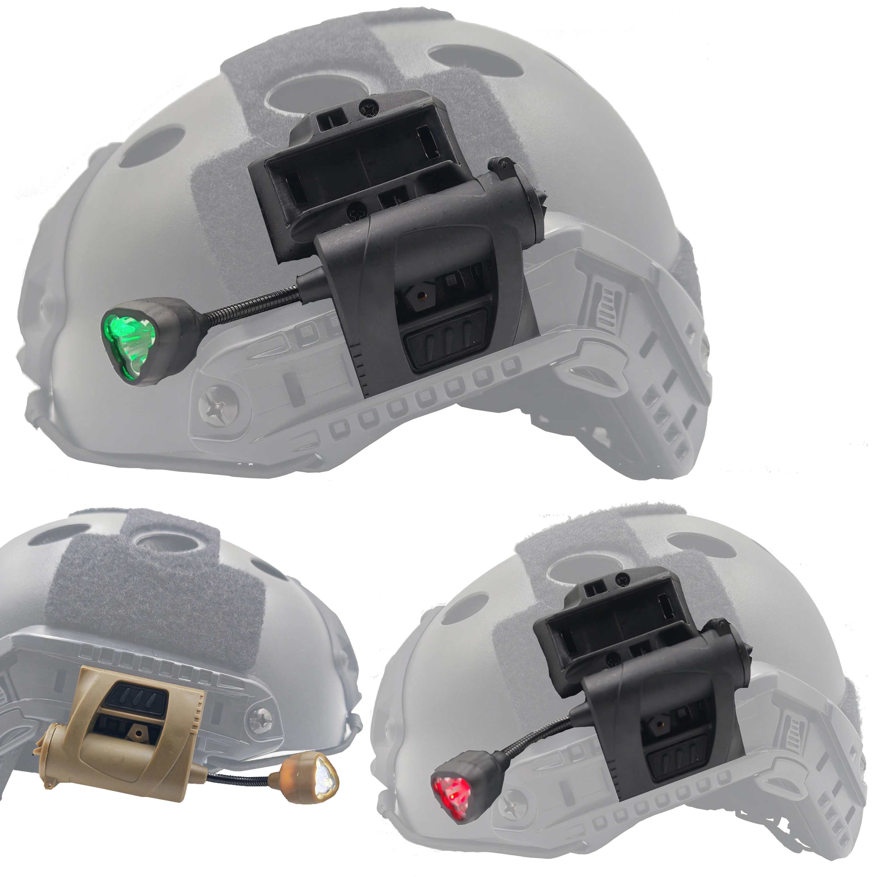 Tactical Helmet Light 3 Modes Green/Red/White Configuration Base Helmet Light Energy Saving Hunting Helmet Flashlight