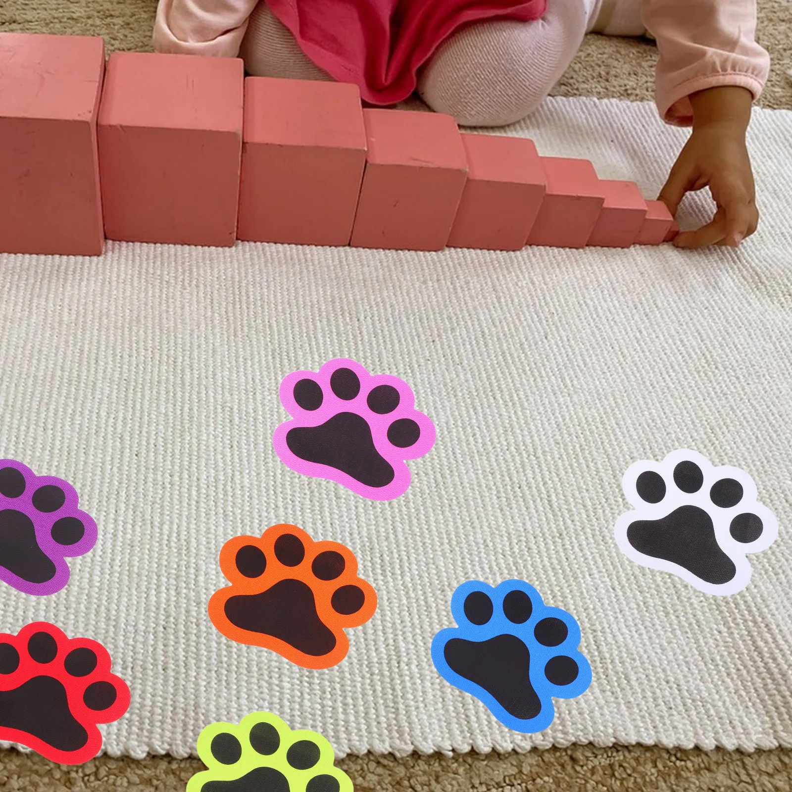 36Pcs Carpet Spot Markers Cat Paw Design Reusable Floor Dots for Classroom Rug Learning Stations Organization Teachers Supplies