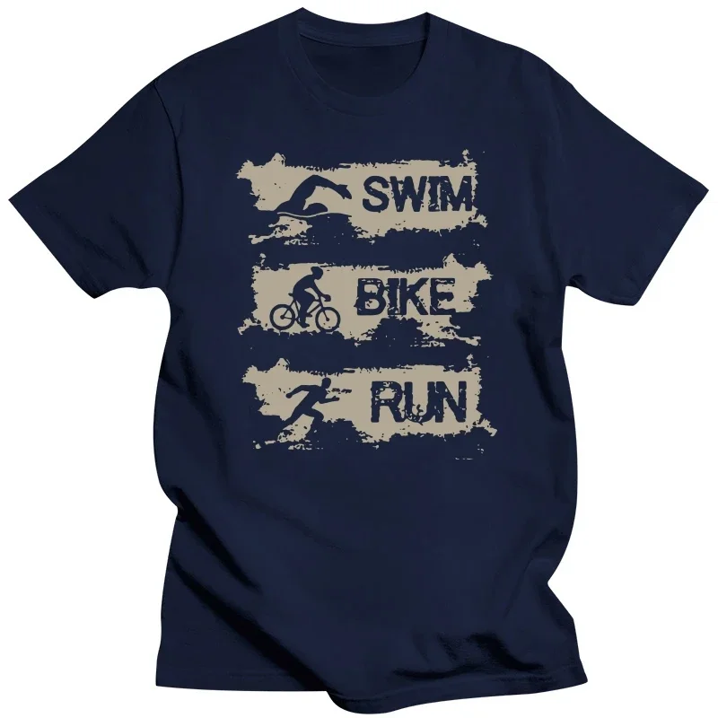 Funny Triathlon Swim Bike Run Triathlete T Shirts Graphic Cotton Streetwear Short Sleeve Birthday Gifts Summer Style T-shirt Men