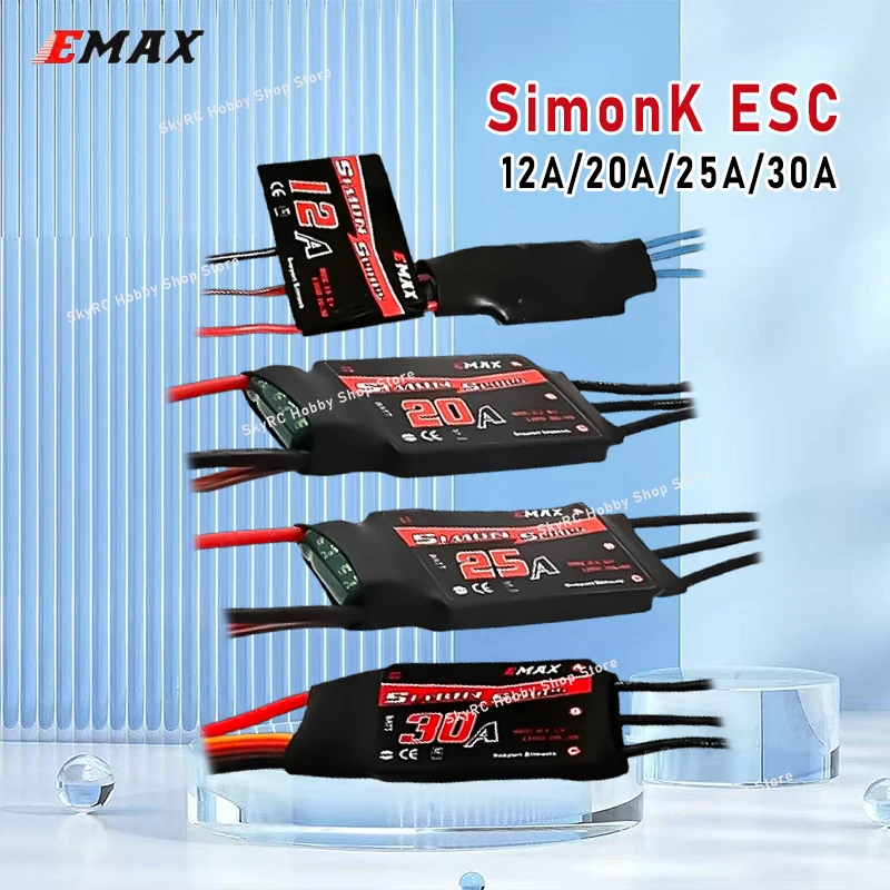 EMAX SimonK ESC, 12A/20A/25A/30A, Built-in BEC, Brushless Speed Controller, Professional Parts for RC FPV Models
