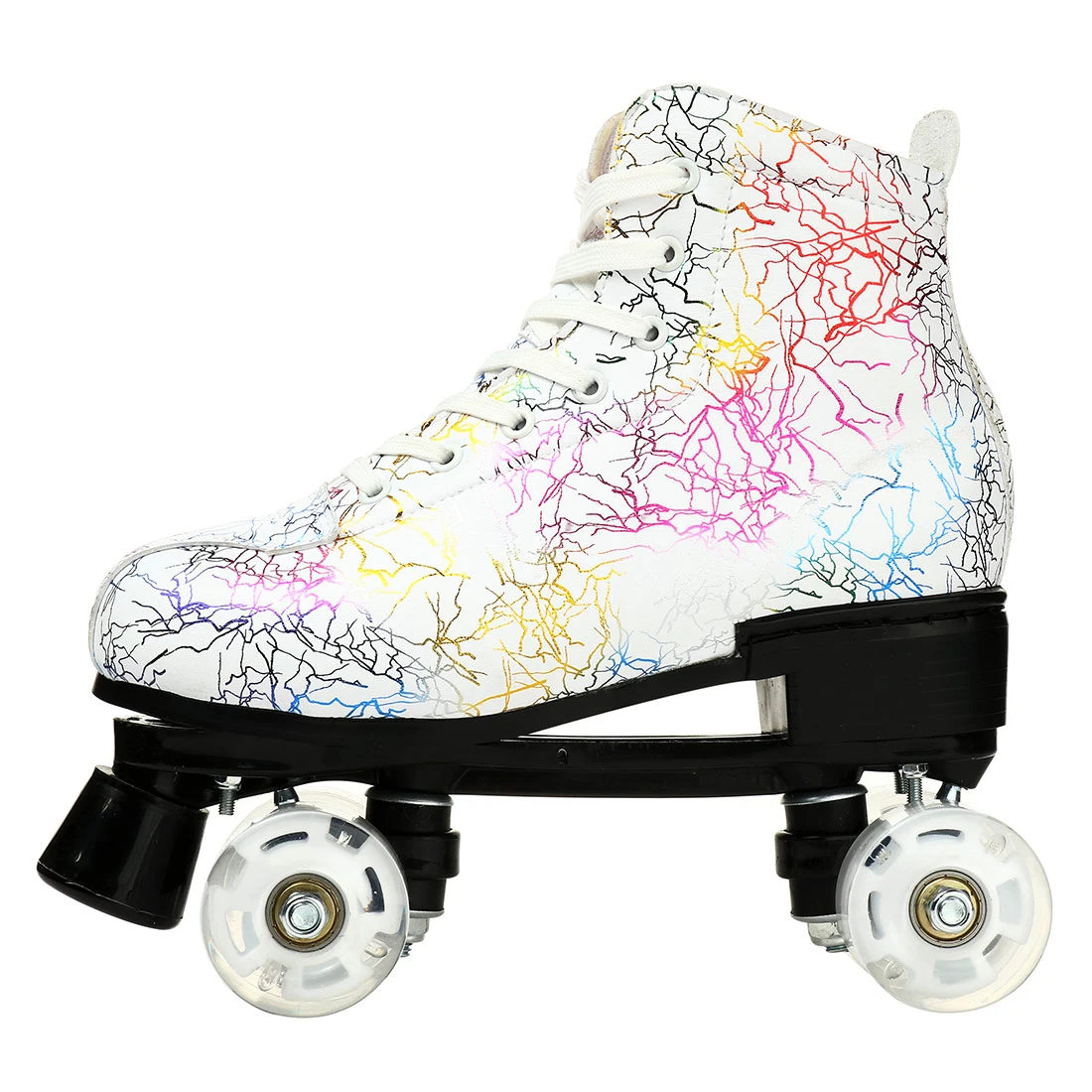 PU Leather Roller Skates Shoes Adult Professional Rink Double Row Flashing Quad Skate 4 Wheels Sliding Inline Skating Sneaker