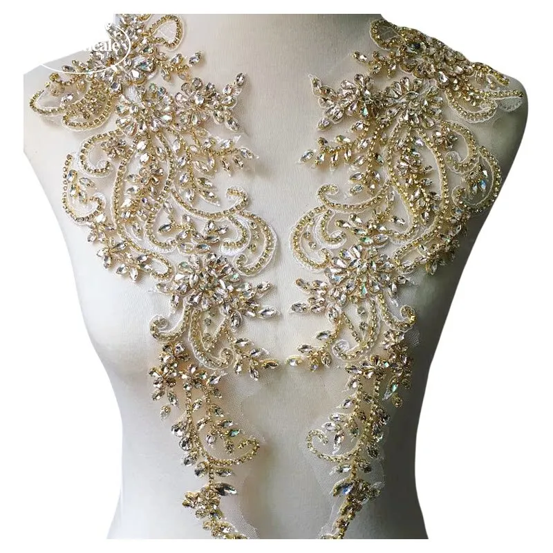 Dingzhu-Water Diamond Large Flower, Transparent Mesh Bottom Material,Lace Handmade, DIY Clothing Accessories for Wedding Dresses