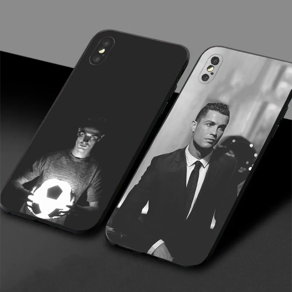 Caixa preta macia do telefone do futebol 7 para Samsung, M-Messi, R-Ronaldo, S24, 20, 22,30,21,10,9, ultra, mais, Lite,FE,5G