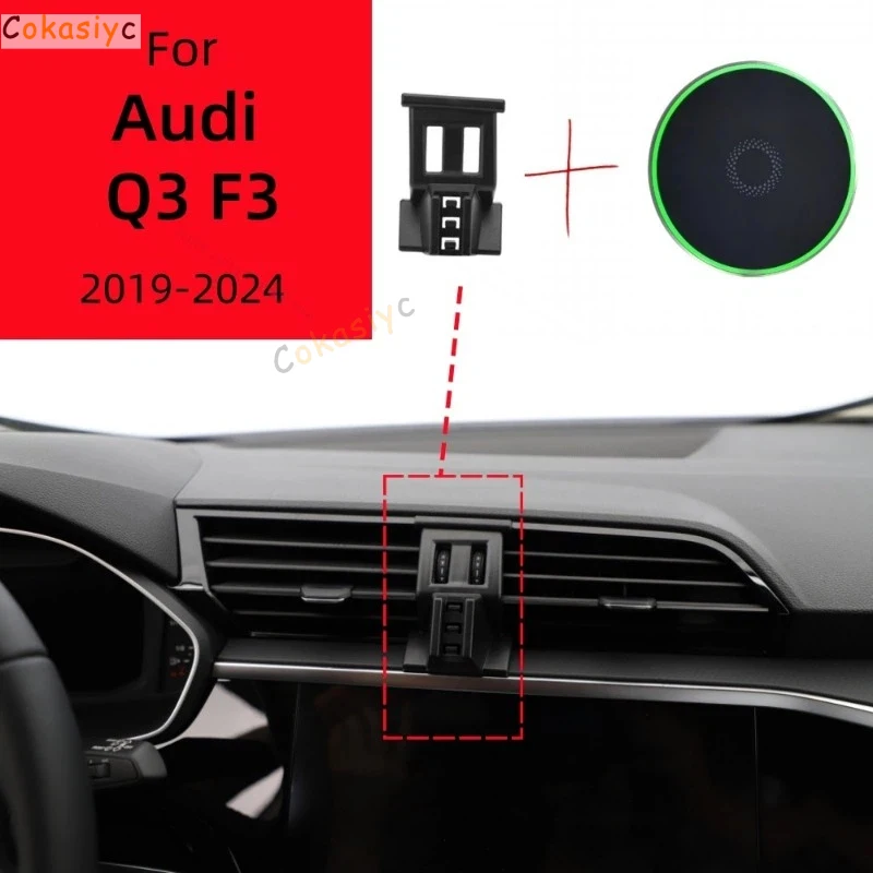 Magnetic Phone Holder For Audi Q3 F3 2019-2024 2020 2023 Wireless Charging Special Fixed Bracket Base Mount Accessoires