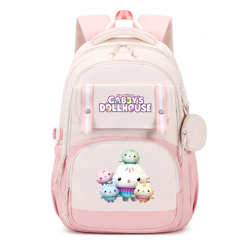 Plecaki Gabby's Dollhouse z nadrukiem anime, plecaki z figurkami, kreskówkowe torby na ramię dla uczniów szkół podstawowych, duże plecaki szkolne dla chłopców i dziewcząt, tornistry
