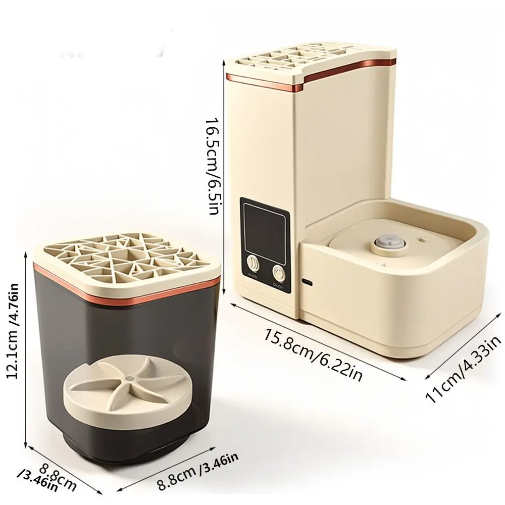 Image 6: Machine de nettoyage de pinceaux de maquillage portable, sécheuse électrique automatique pour pinceaux de maquillage, minuterie LCD, 2 modes de lavage, nettoyeur de pinceaux cosmétiques