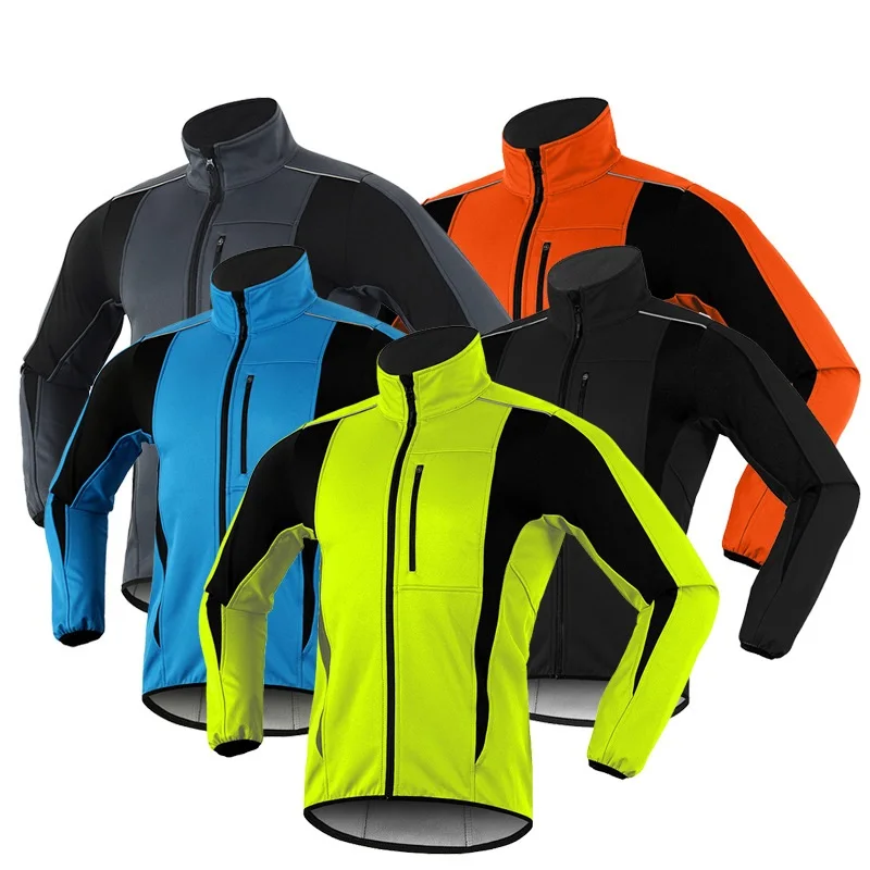 Men's Winter Warm UP Thermal Softshell Cycling Jacket Windproof Waterproof