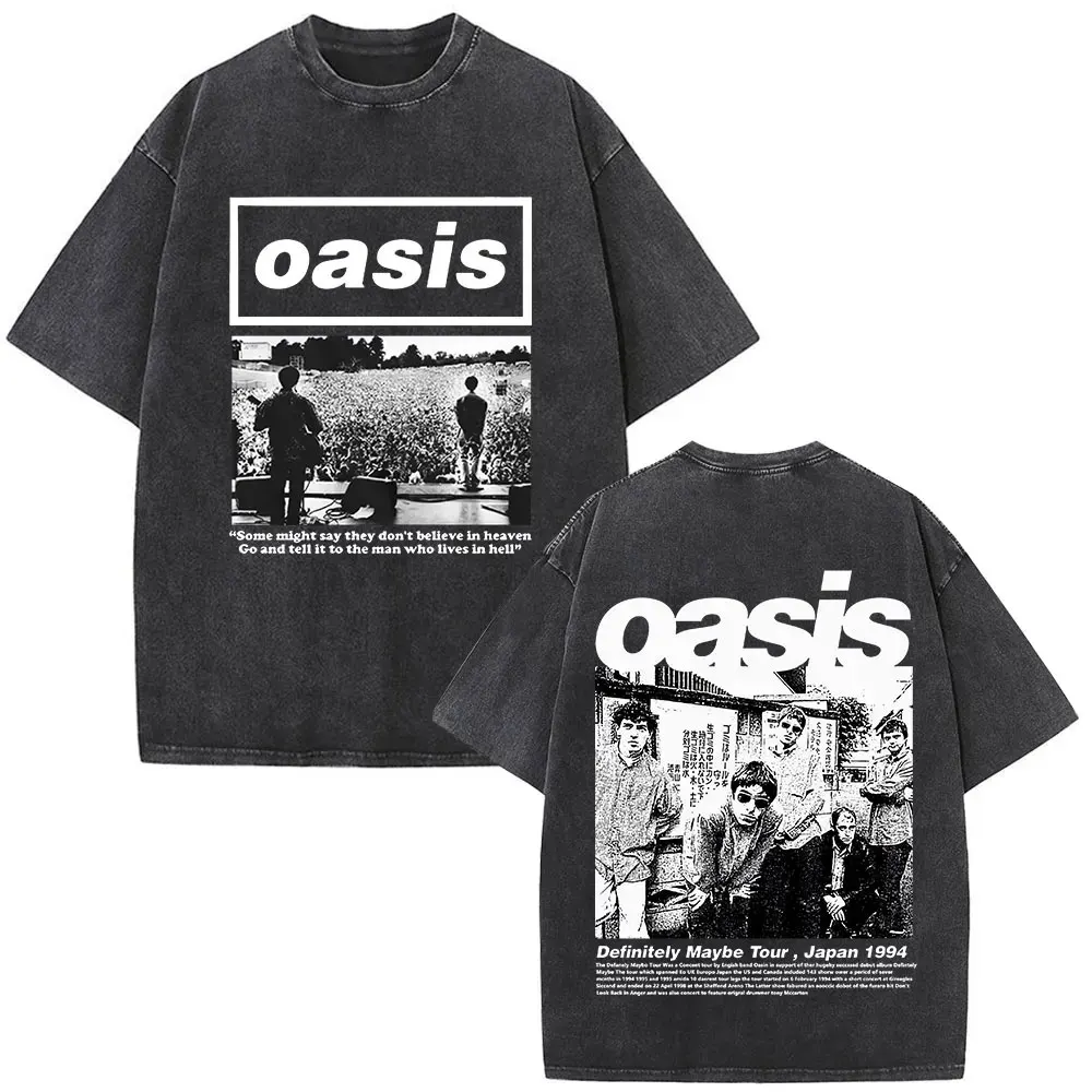 

Rock Band O-Oasis Live 25 Tour Don't Look Back in Anger T Shirt Men Women Vintage Washed Oversized Cotton Short Sleeve T-shirts
