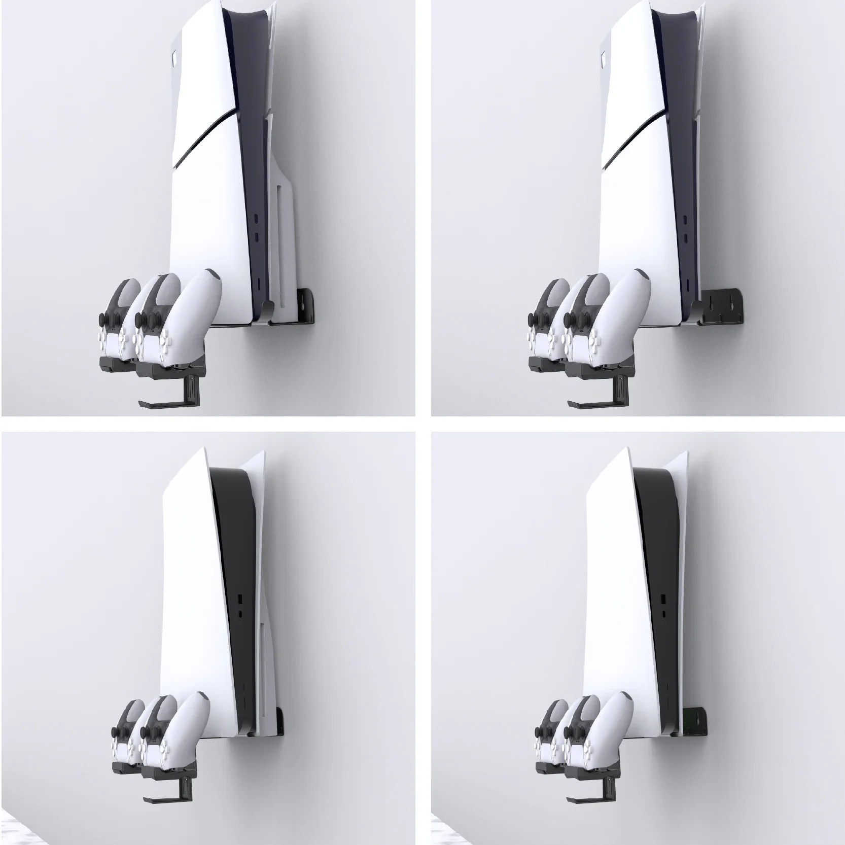 GP-535 for PS5 slim/PS5 host universal wall bracket with one and two charging cables, PS5 handle holder, charging rack