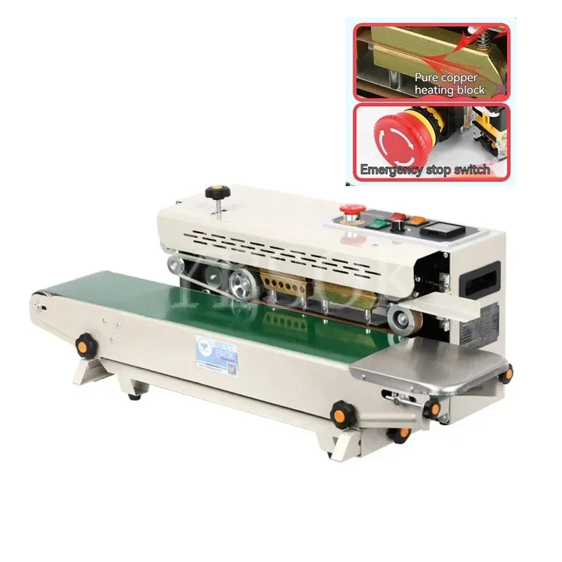 

80W Electric Bag Sealer Continuous Bag Sealing Machine 6-12mm Aluminum Foil Plastic Film Packaging Bag Sealing Machine