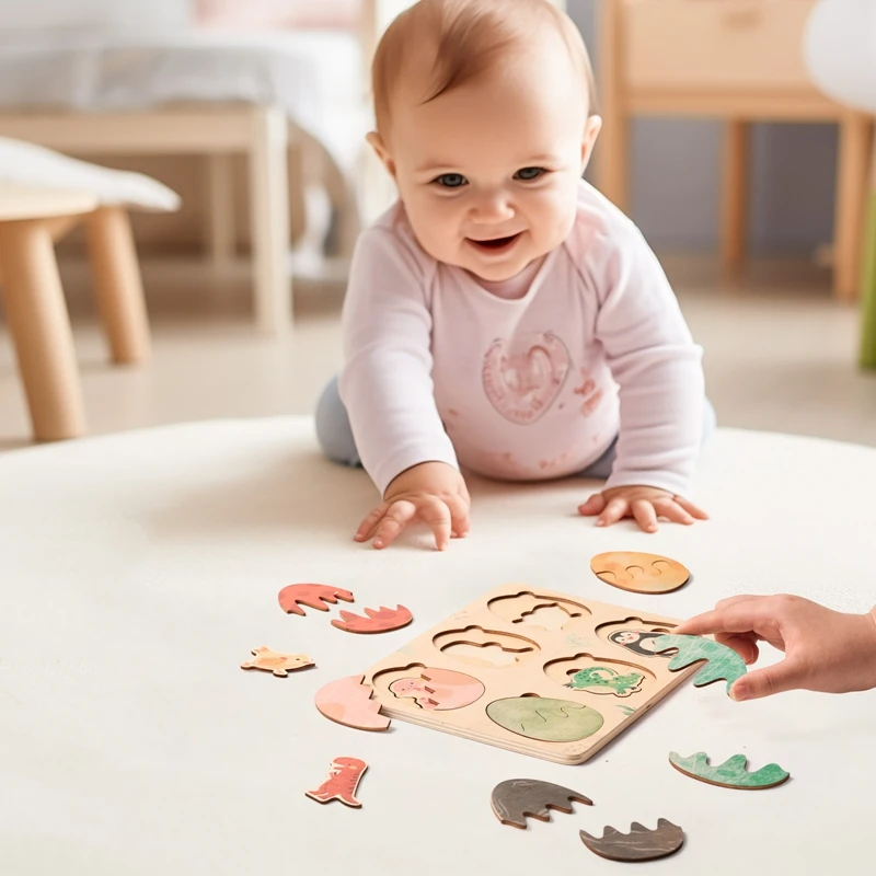 Giocattoli Montessori Puzzle di animali in legno Forma e colore Giocattoli educativi per neonati Giocattolo di coordinazione mani e piedi per bambini