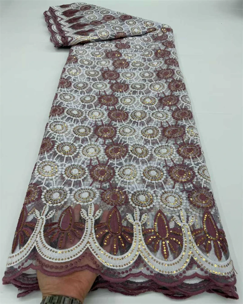 

SJD LACE Nigerian Sequins Water Soluble Lace Fabrics 2025 High Quality African 5Yards Guipure Cord Lace for Women Dress Sew