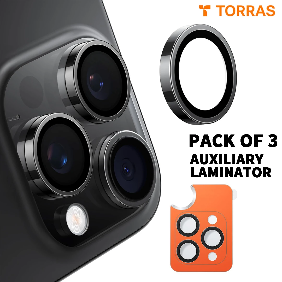 TORRAS Top Lens Guard for iPhone 16 Pro Max/16 Pro 9H Tempered Glass Camera Lens Protection Film 1:1 Invisible perfect fit