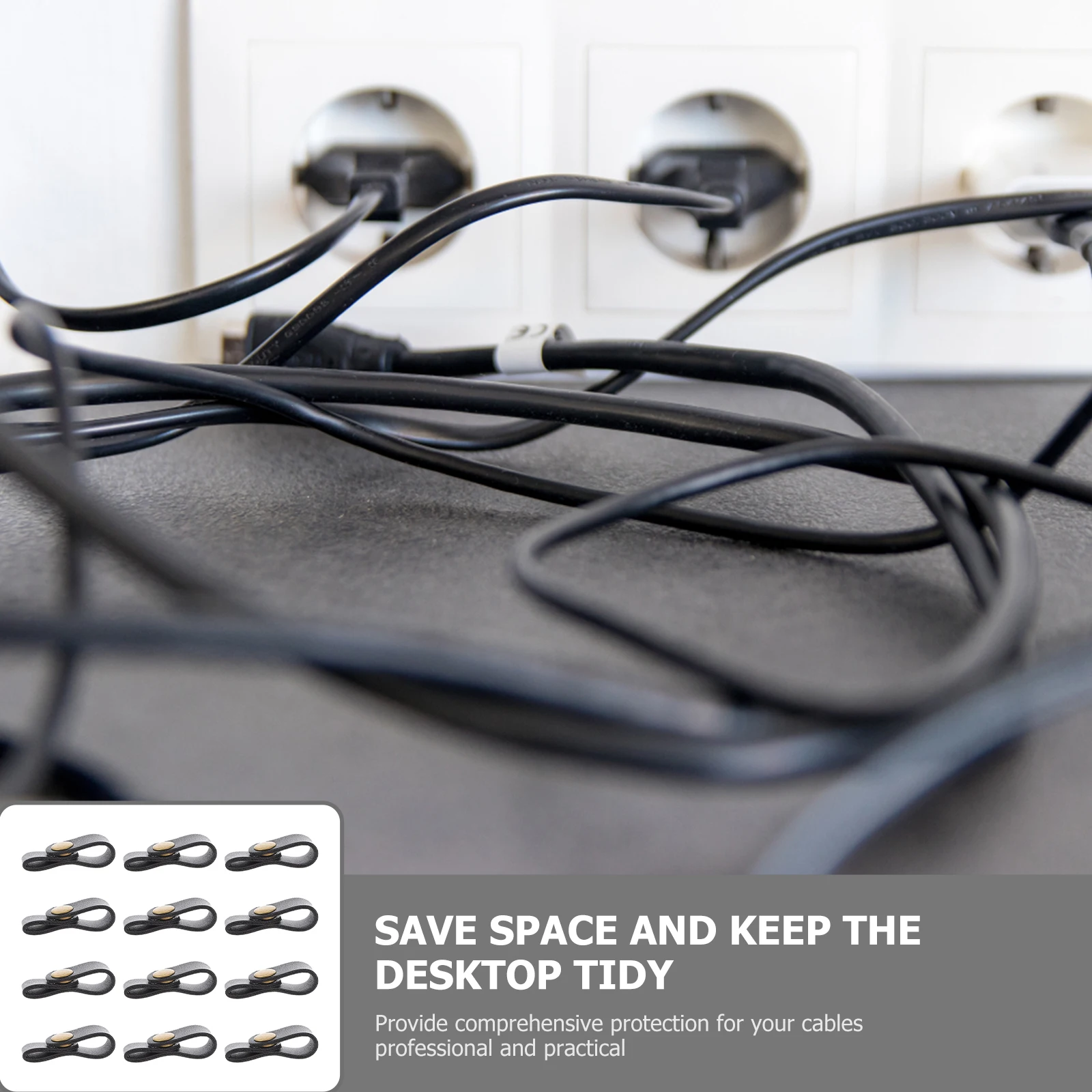 

24 pcs Data Storage Buckle Retro Cord Organizer USB Cable Tie Keeper Headphone Wire Holder Pu Cable Winder Travel Wire