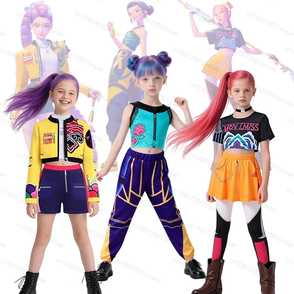 2025 KPOP شيطان الصيادين حجم المتاحة الكرتون Sle أداء ملابس الأطفال تأثيري فتاة المعبود مجموعة ازياء #1