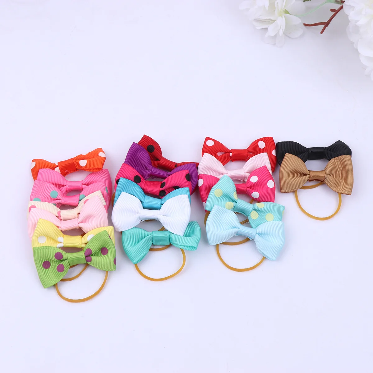 

40pcs Dog Hair Accessories Set Bowknot Design Pet Hair Tie For Puppy Elastic Holders Stylish Headwear Random Color